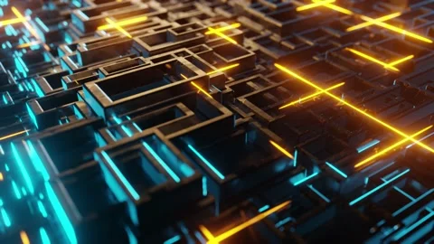 Hi-tech neon sci-fi background of the grid. Technology and science fiction conce Stock-Footage 172430085