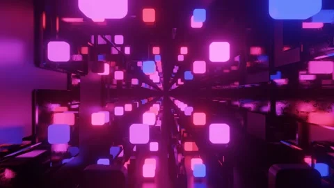 Hi-tech neon sci-fi tunel. Trendy neon glow lines form pattern and construction Vídeos de archivo 178143243