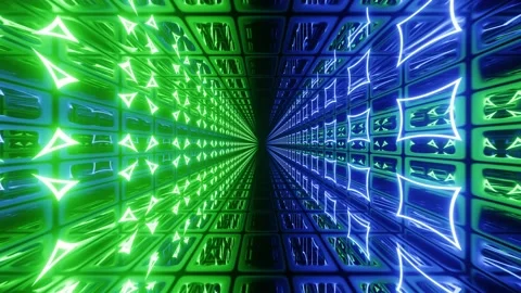 Hi-tech neon sci-fi tunel. Neon pattern hi tech technology. Trendy neon glow Stock Footage 200030417