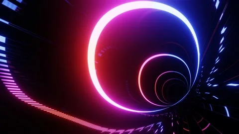 Hi-tech neon sci-fi tunel. Trendy neon glow lines form pattern and construction Stock Footage 201035179