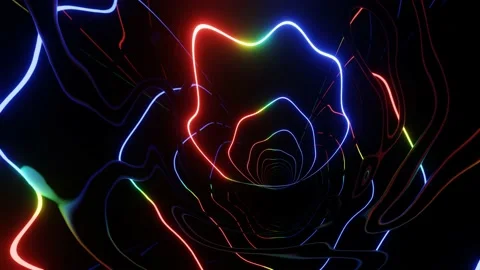 Hi-tech neon sci-fi tunel. Trendy neon glow lines form pattern and construction Stock Footage 201218350