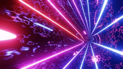 Hi-tech neon sci-fi tunel. Trendy neon glow lines form pattern and construction Stock Footage 201562605