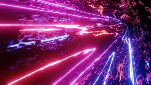 Hi-tech neon sci-fi tunel. Trendy neon glow lines form pattern and construction Stock Footage 205095557