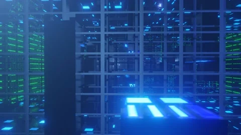 Hi-tech neon sci-fi tunel. Trendy neon glow lines form pattern and construction Stock Footage 221947674