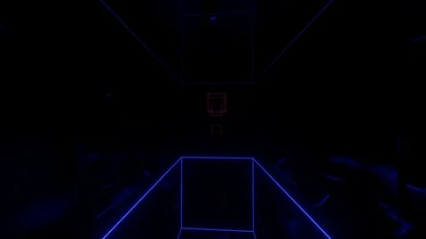 Hi-tech neon sci-fi tunel. Trendy neon glow lines form pattern and construction Stock Footage 227402662