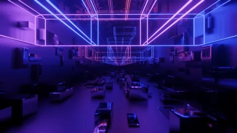 Hi-tech neon sci-fi tunel. Trendy neon g... | Stock Video | Pond5