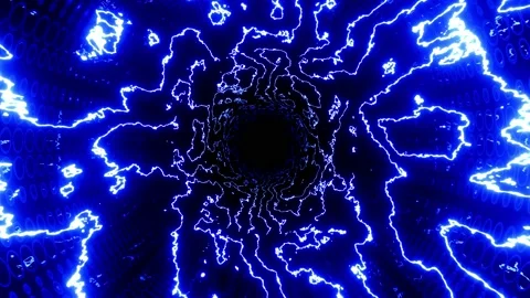 Hi-tech neon sci-fi tunel. Trendy neon glow lines form pattern and construction Stock Footage 231918717
