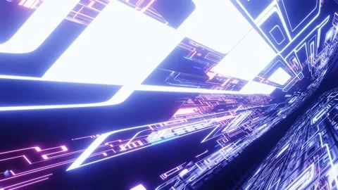 Hi-tech neon sci-fi tunel. Neon pattern hi tech technology. Trendy neon glow Video stock 235231381