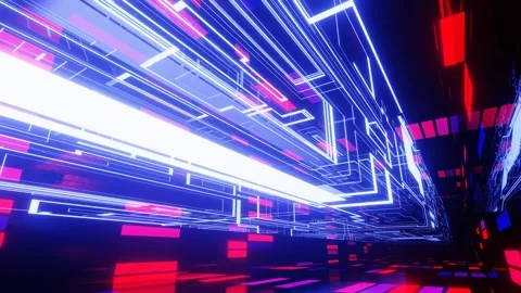 Hi-tech neon sci-fi tunel. sci-fi pattern Trendy neon glow lines form pattern Stock Footage 315471469