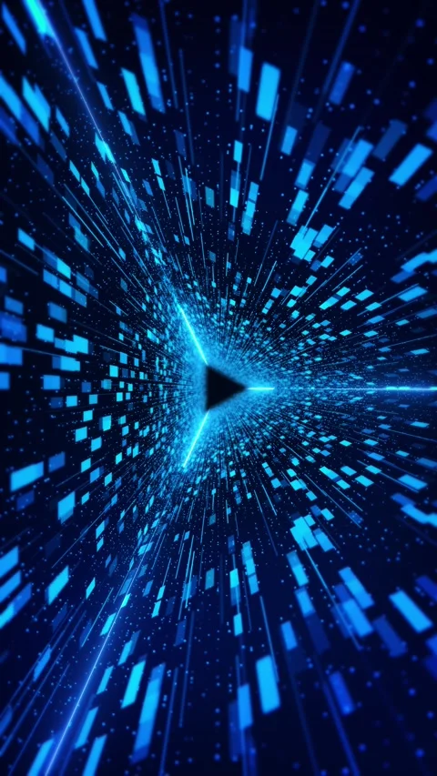 Hi-tech neon sci-fi tunnel. Trendy Hologram glow lines form pattern and construc Stock Footage 341893282