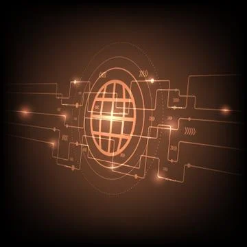 Hi-tech orange digital technology concept Stock Illustration