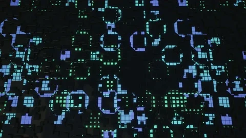 Hi tech pattern on plane surface, neon glow, complex elements and structure. 3d Stock Footage 171943090