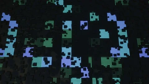 Hi tech pattern on plane surface, neon glow, complex elements and structure. 3d Stock Footage 210011417