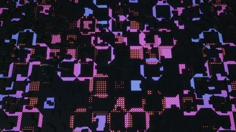 Hi tech pattern on plane surface, neon glow, complex elements and structure. 4k Stock Footage 221445204