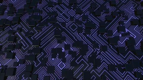 Hi tech pattern on plane surface, neon glow, complex elements and structure. 4k Stock Footage 271335243