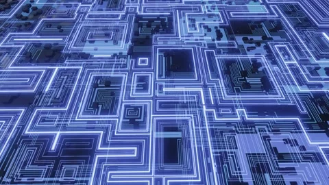 Hi tech pattern on plane surface, neon glow, complex elements and structure. 4k Stock Footage 271335577