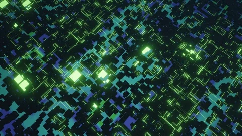 Hi tech pattern on plane surface, neon glow, complex elements and structure. 3d Stock Footage 275011216