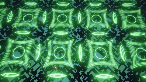 Hi tech pattern on plane surface, neon glow, complex elements and structure. 3d Stock Footage 276317754