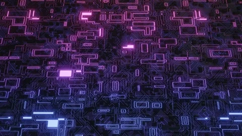 Hi tech pattern on plane surface, neon glow, complex elements and structure. 4k Stock Footage 277995009