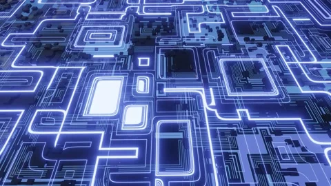 Hi tech pattern on plane surface, neon glow, complex elements and structure. 4k Stock Footage 278981731