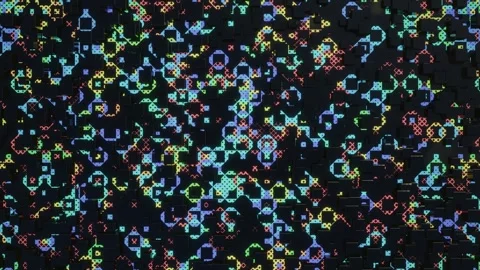 Hi tech pattern on plane surface, neon glow, complex elements and structure. 3d Stock Footage 278981901