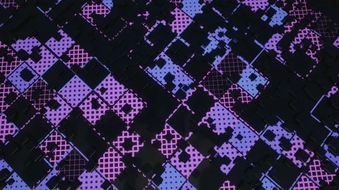 Hi tech pattern on plane surface, neon glow, complex elements and structure. 3d Stock Footage 279745559
