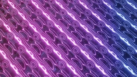 Hi tech pattern on plane surface, neon glow, complex elements and structure. 4k Stock Footage 279746223