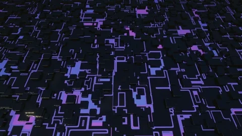 Hi tech pattern on plane surface, neon glow, complex elements and structure. 4k Stock Footage 280461504