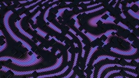 Hi tech pattern on plane surface, neon glow, complex elements and structure. 3d Stock Footage 280461993