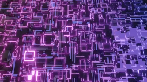 Hi tech pattern on plane surface, neon glow, complex elements and structure. 4k Stock Footage 281349633