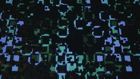 Hi tech pattern on plane surface, neon glow, complex elements and structure. 3d Stock Footage 282509724