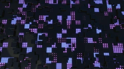 Hi tech pattern on plane surface, neon glow, complex elements and structure. 3d Stock Footage 303899176