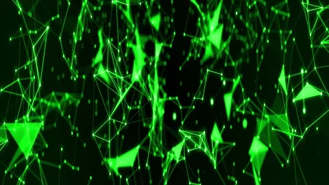 Hi Tech Polygons Plexus Wide Screen Abstract Background Green Stock Footage 201218286