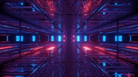 Hi-Tech Prismatic Digital Mirrored Corridor 4k uhd 3d illustration background イラスト素材