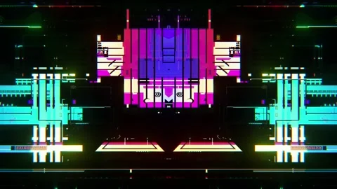 Hi-Tech Seamless Glitch Abstract Geometric Pattern Futuristic Visual Motion Stock Footage 315416113