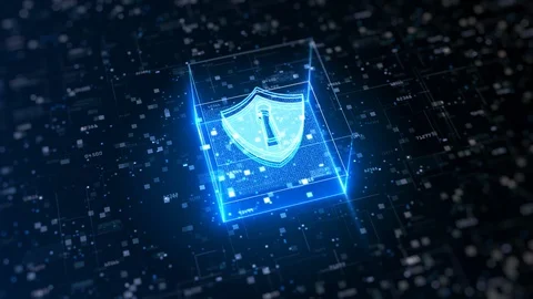 Hi tech Shield of cyber security. Digital data network protection. High-speed Stock-Footage 130086527
