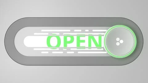 Hi-tech slider interface element and OPEN text, 3D rendering Stock Illustration
