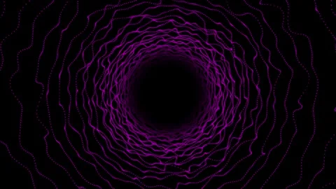 Hi-tech small moving particles forming sci-fi tunnel on black background Stock Footage 296088615