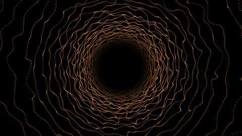 Hi-tech small moving particles forming sci-fi tunnel on black background 動画素材 296088659