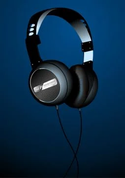 Hi-tech sound headset on a blue background Stock Illustration