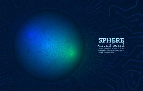 Hi-tech sphere computer technology on the blue background. Illustrazione stock