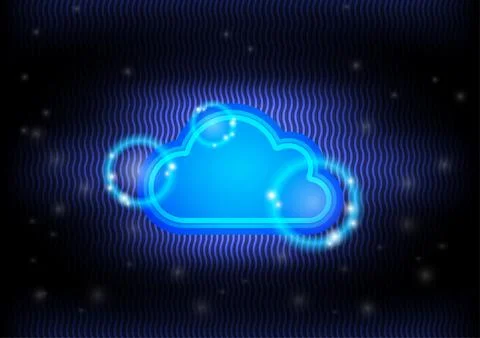 Hi-tech technology blue light innovation rain cloud background. vector illu.. Stock Illustration