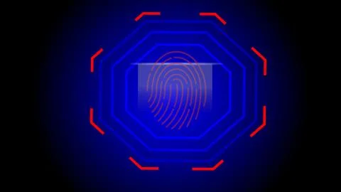 Hi-tech technology fingerprint scanning security system illustration backgr.. Illustrazione stock