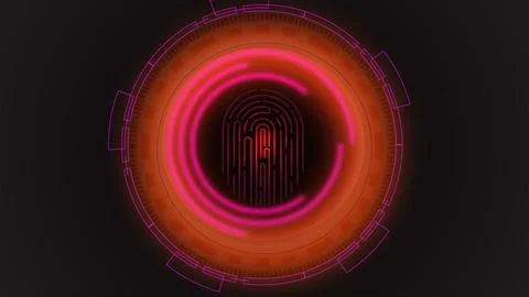 Hi-tech technology fingerprint scanning security system illustration backgr.. Illustrazione stock