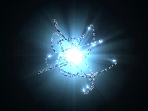 Hi-tech tentacle robots around mystical light source. conceptual illustration. Stock Illustration