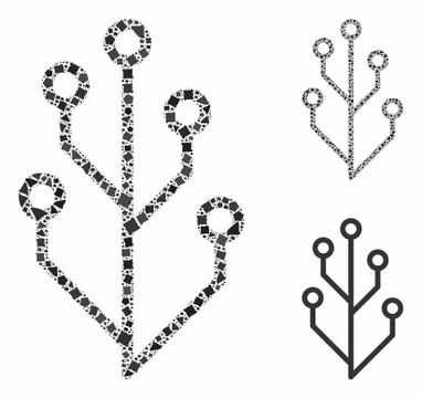 Hi-tech tree Composition Icon of Irregular Parts Ilustração Stock