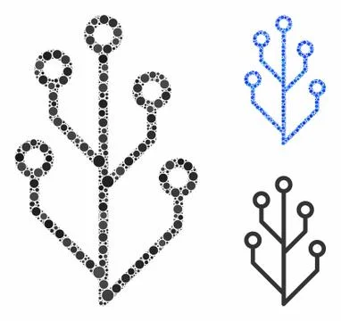 Hi-Tech Tree Mosaic Icon of Round Dots 스톡 일러스트