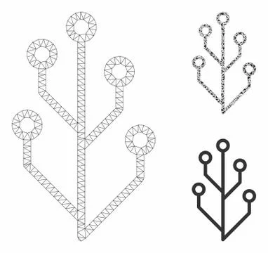 Hi-Tech Tree Vector Mesh Network Model and Triangle Mosaic Icon Stock Illustration
