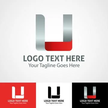 Hi-tech trendy initial icon logo U Stock Illustration