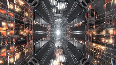 Hi-tech tunnel fly-through shot 02 Stock Footage 83542786